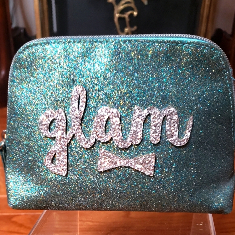 Cosmetic "Glam" bag sparkly turquoise small